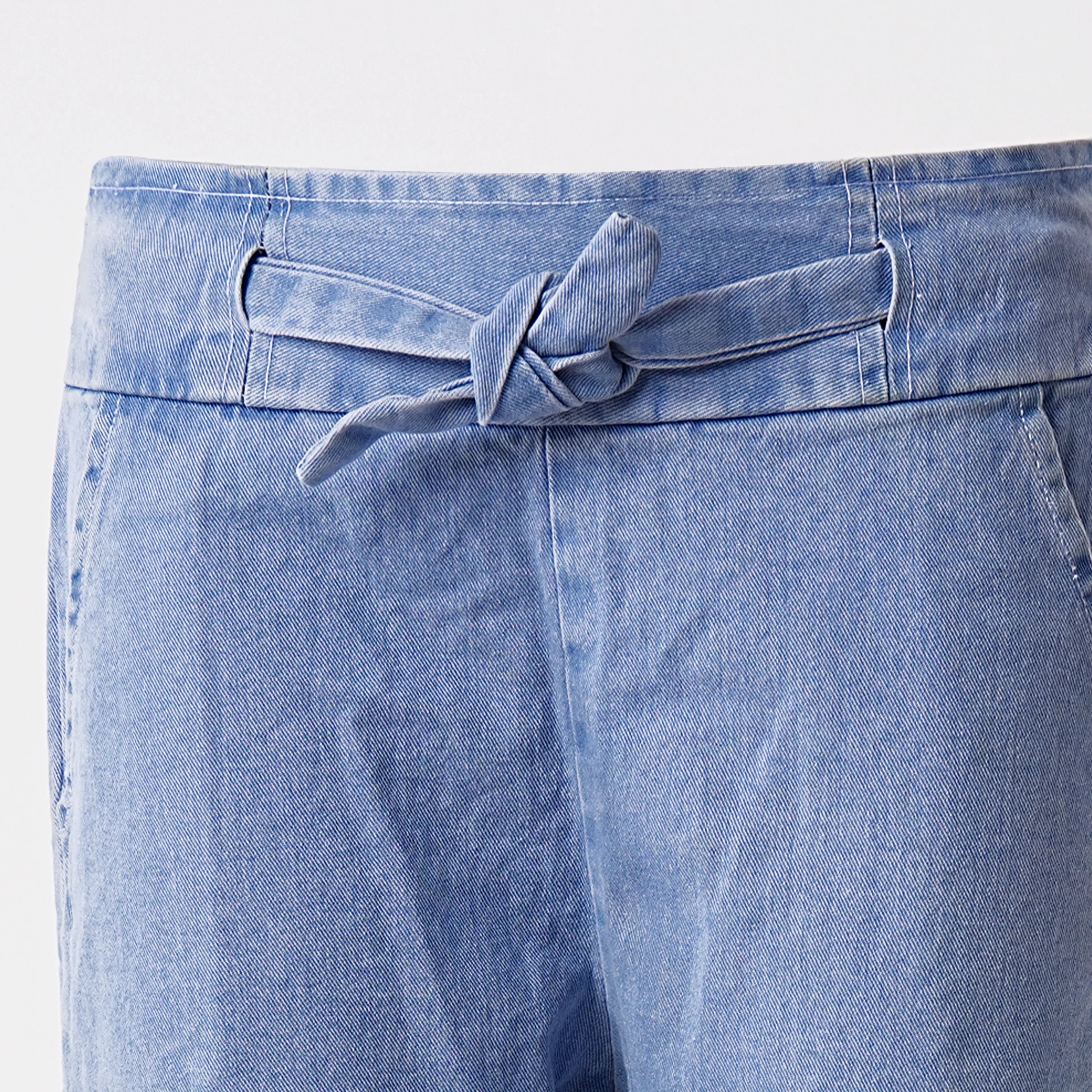 Women’s Wide Leg Drawstring Denim Pant - Set of 2 Piece