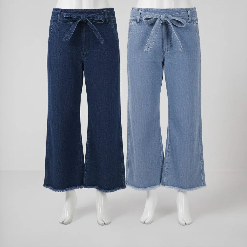 Women’s Wide Leg Drawstring Denim Pant - Set of 2 Piece