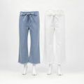 Women’s Wide Leg Drawstring Denim Pants - Set of 2 Piece