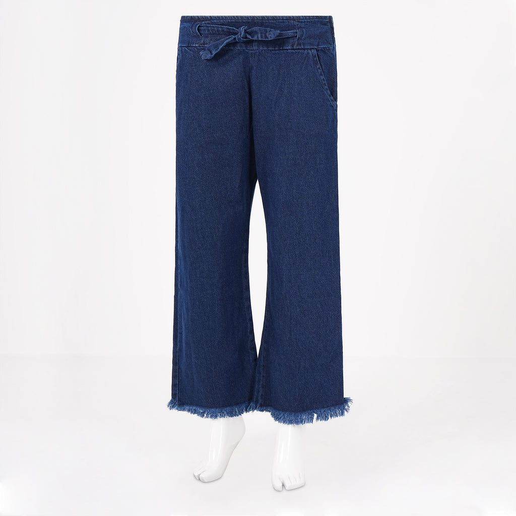 Stylish Women’s Soft Denim Plazzo Pants - Navy Blue