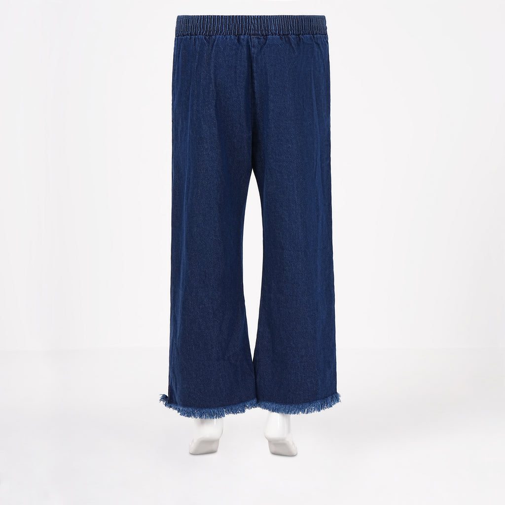 Stylish Women’s Soft Denim Plazzo Pants - Navy Blue