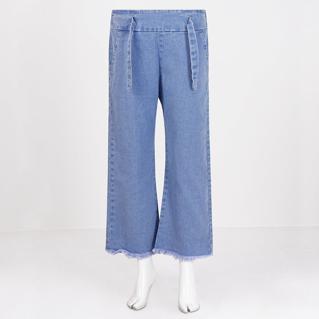 Stylish Women’s Soft Denim Plazzo Pants - Sky Blue