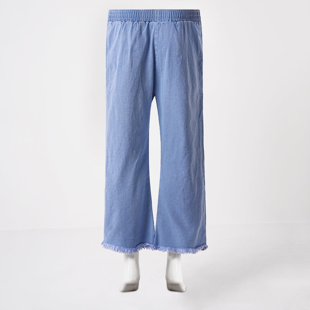 Stylish Women’s Soft Denim Plazzo Pants - Sky Blue