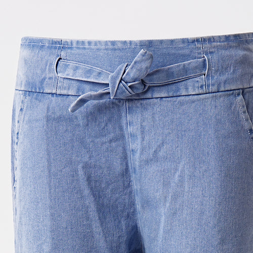 Stylish Women’s Soft Denim Plazzo Pants - Sky Blue