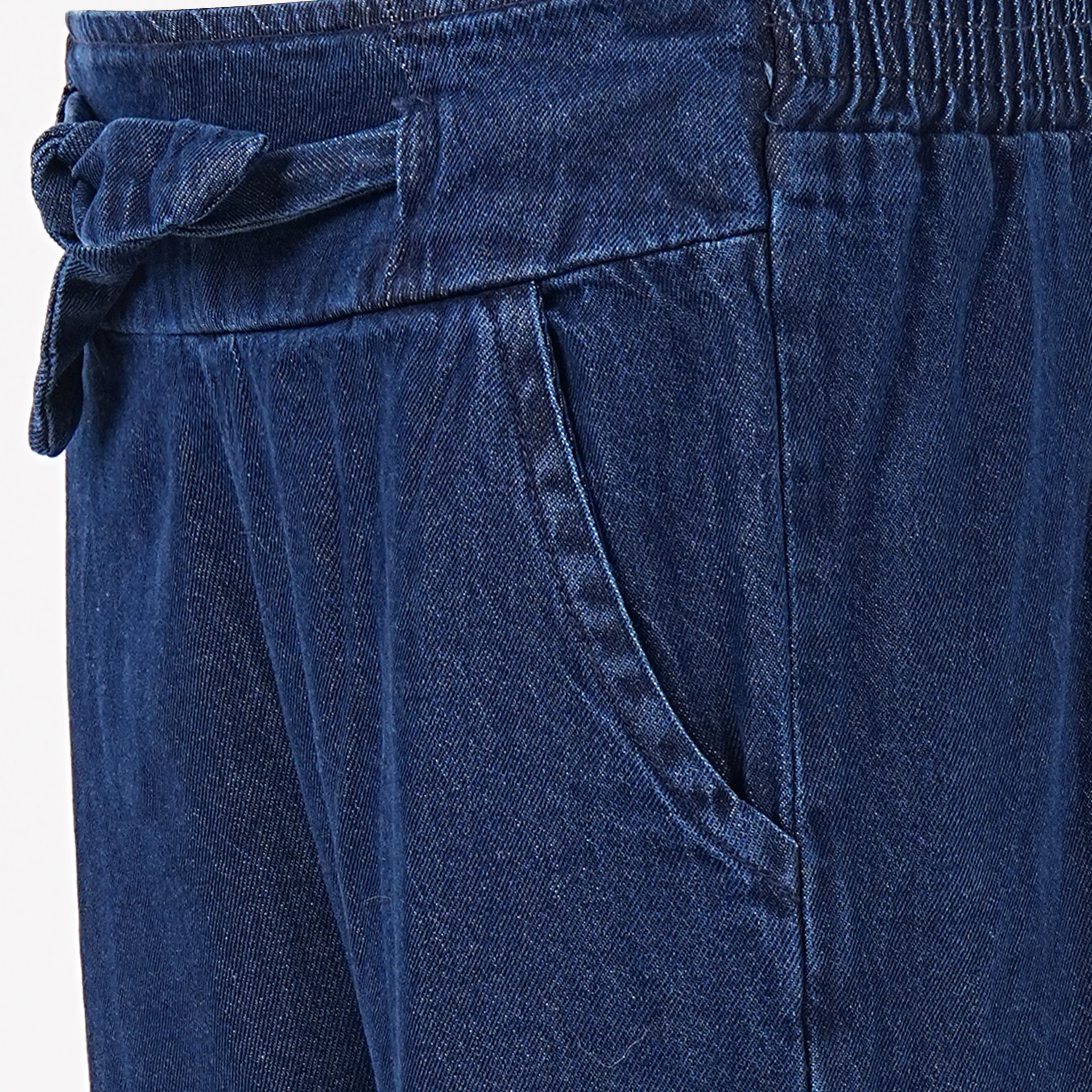 Women’s Wide Leg Drawstring Denim Pant - Set of 2 Piece