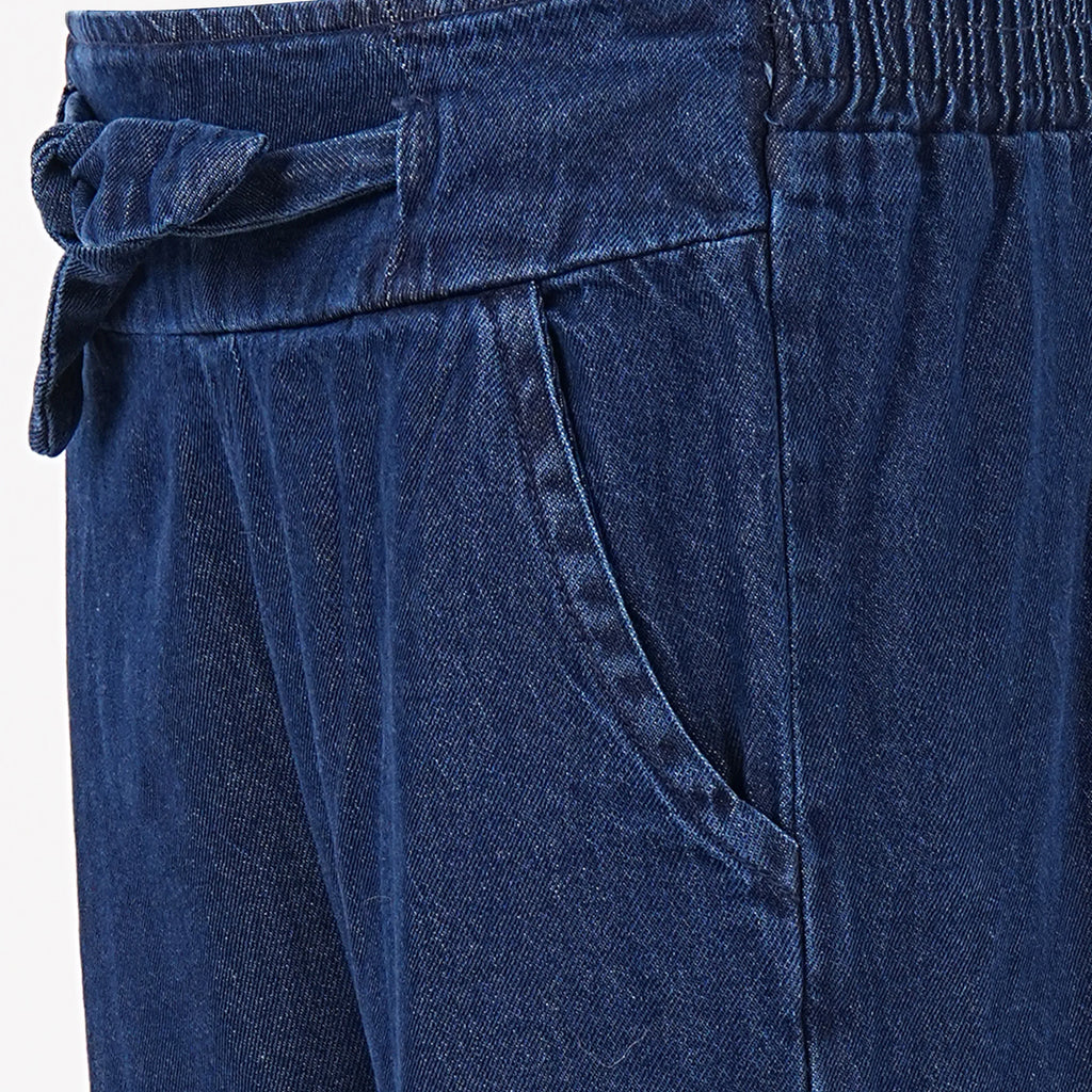 Women’s Wide Leg Drawstring Denim Pants - Set of 4 Pieces